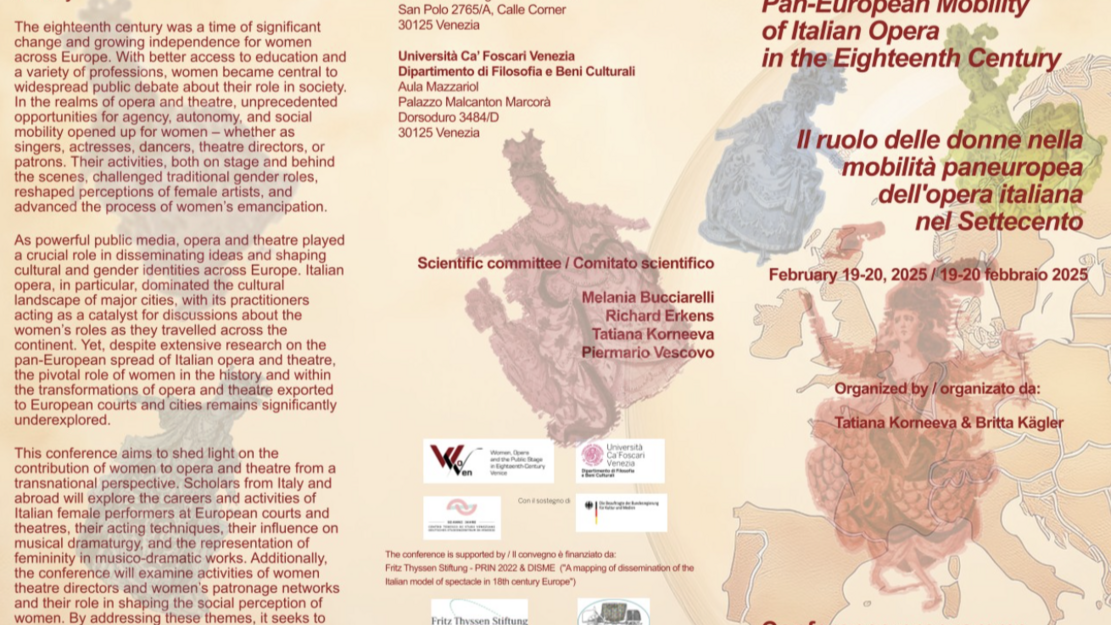 International conference : Women as Agents for the Pan-European Mobility of Italian Opera in the Eighteenth Century